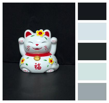 Lucky Cat Chinese Tradition Ceramic Car Image